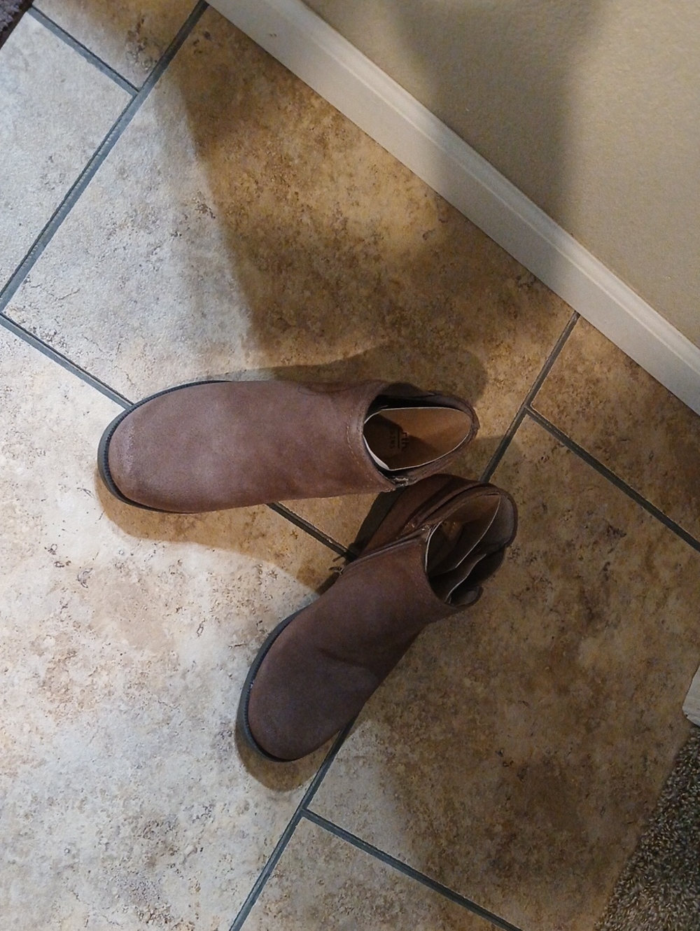Earth Brown Suede Ankle Boots with Side Zip